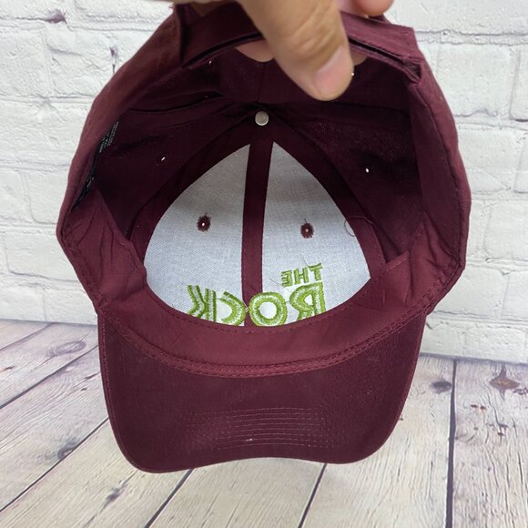 The Rock Burgundy Baseball Hat Cap Strap Back Light weight Embroidered - Picture 7 of 8